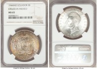 Republic 5 Sucres 1944-Mo MS65 NGC, Mexico City mint, KM79. Reverse colorfully toned. 

HID09801242017

© 2020 Heritage Auctions | All Rights Rese...