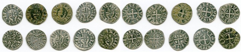 10-Piece Lot of Uncertified Assorted Deniers ND (12th-13th Century) VF, Lot incl...