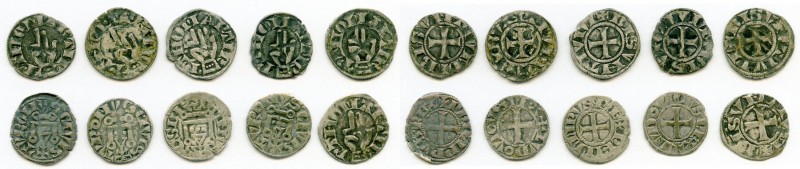 10-Piece Lot of Uncertified Assorted Deniers ND (12th-13th Century) VF, Includes...
