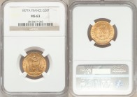 Republic gold 20 Francs 1877-A MS63 NGC, Paris mint, KM825. AGW 0.1867 oz. 

HID09801242017

© 2020 Heritage Auctions | All Rights Reserved