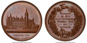 Mecklenburg-Schwerin bronzed copper Specimen "Farming & Forestry Award" Medal 1861 SP65 PCGS, Gaettens-1693. 41mm. By G. Loos / W. Kullrich. Castle in...