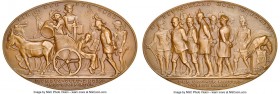 Wilhelm II bronze "Circus Games" Medal 1920-Dated MS64 Brown NGC, Kienast-231. 102x69mm. By Karl Goetz. Mules pulling chariot left, male beating drum,...