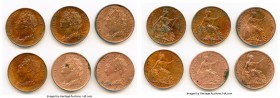 George IV 6-Piece Lot of Uncertified Farthings 1825, 1) Farthing - UNC (Reverse Damage, Cleaned). 21.8mm. 4.77gm 2) Farthing - AU (Cleaned, Spots). 21...