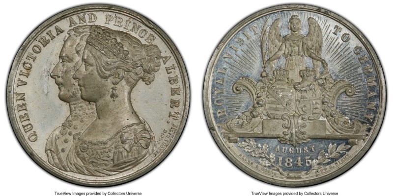 Victoria white metal Specimen "Royal Visit to Germany" Medal 1845 SP63 PCGS, Eim...