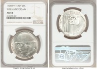 Vittorio Emanuele III 20 Lire Anno VI (1928)-R AU58 NGC, Rome mint, KM70. Issued for the 10th anniversary of the end of World War I. 

HID0980124201...