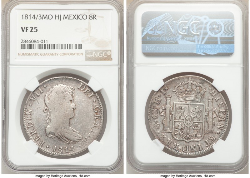 Ferdinand VII 8 Reales 1814/3 Mo-HJ VF25 NGC, Mexico City mint, KM111. Scarce da...