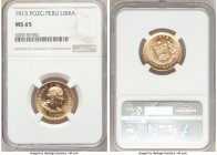Republic gold Libra 1913 P-OZ-G MS65 NGC, Philadelphia mint, KM207. AGW 0.2355 oz. 

HID09801242017

© 2020 Heritage Auctions | All Rights Reserve...