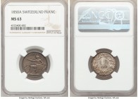 Confederation Franc 1850-A MS63 NGC, KM9. First year of three year type. 

HID09801242017

© 2020 Heritage Auctions | All Rights Reserved