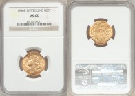 Confederation gold 20 Francs 1930-B MS65 NGC, Bern mint, KM35.1. AGW 0.1867 oz. 

HID09801242017

© 2020 Heritage Auctions | All Rights Reserved