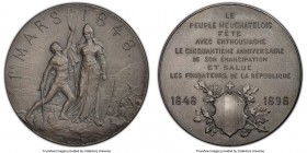 Confederation silver Matte Specimen "Neuchatel 50th Anniversary of Confederation" Medal 1898 SP66 PCGS, SM-1492. By Huguenin Freres. 1ER MARS 1848 / L...