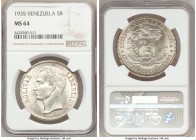 Republic 5 Bolivares 1935 MS64 NGC, Philadelphia mint, KM-Y24.2.

HID09801242017

© 2020 Heritage Auctions | All Rights Reserved