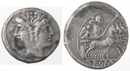 Monetazione classica. Serie anonima. 213-212 a.C. Quadrigato. Ag.