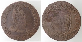 Francia. Sedan. Henry de la Tour. 1591-1623. Doppio Liard 1614. Ae.