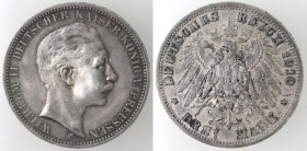 Germania Prussia. Guglielmo II. 1888-1918. 3 Marchi 1910 A. Ag.