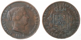 Spagna. Isabella II. 1833-1868. 25 Centesimi 1858. Ae.