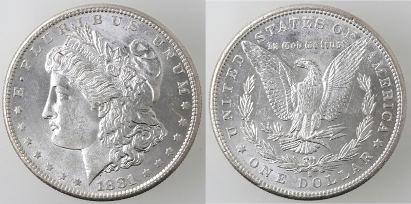Monete Estere. USA. Dollaro Morgan 1881 S. Ag. KM 110. Peso 26,96 gr. qFDC.