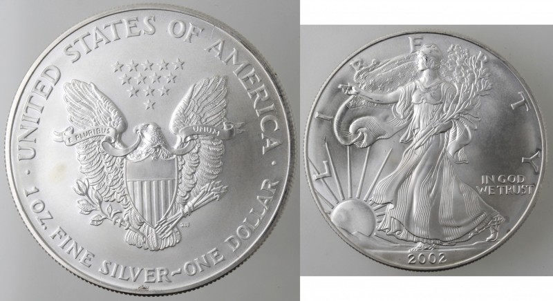 Monete Estere. USA. Dollaro 2002. Oncia. Ag. FDC.