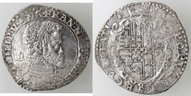 Napoli. Filippo II. Da principe. 1554-1556. Mezzo Ducato. POPVLOR SECVRITATI. Ag.