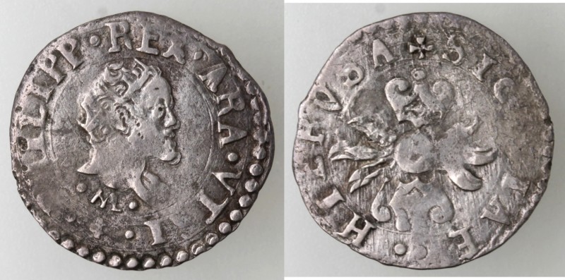 Zecche Italiane. Napoli. Filippo II. 1554-1556. Mezzo Carlino. Ag. P.R. 46e. Pes...