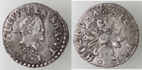 Napoli. Filippo II. 1554-1556. Mezzo Carlino. Ag.