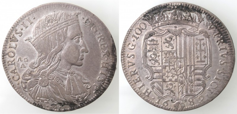 Zecche Italiane. Napoli. Carlo II. 1674-1700. Ducato 1689. Ag. M 6. Peso gr. 25,...