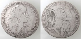 Napoli. Carlo II. 1674-1700. Mezzo Ducato 1683. Triscele come interpunzoni. Ag.