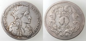Napoli. Carlo II. 1674-1700. Mezzo Ducato 1693. Ag.