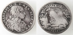 Napoli. Carlo II. 1674-1700. Carlino 1685. Ag.