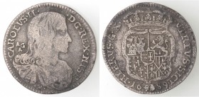 Napoli. Carlo II. 1674-1700. Carlino 1689. Ag.