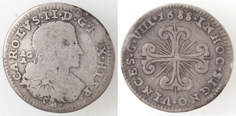 Zecche Italiane. Napoli. Carlo II. 1674-1700. 8 Grana 1688. Ag. M 52. Peso gr. 1...