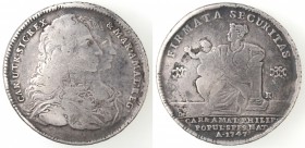 Napoli. Carlo di Borbone. 1734-1759. Piastra 1747. Firmata Securitas. Ag.