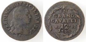 Napoli. Ferdinando IV. 1759-1798. Grano da 12 Cavalli 1790 AP. Ae.