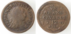 Napoli. Ferdinando IV. 1759-1798. Grano da 12 Cavalli 1793. Ae.
