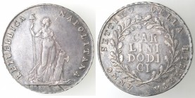 Napoli. Repubblica Napoletana. 1799. Piastra da 12 Carlini. Ag.