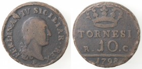 Napoli. Repubblica Napoletana. 1799. 10 Tornesi 1798  SICILIAR**. Ae.