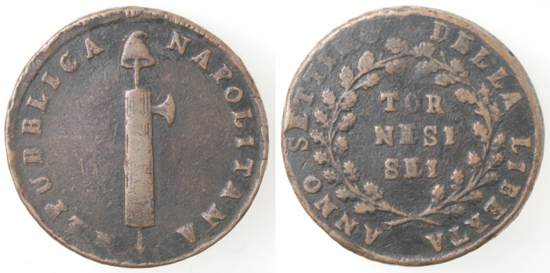 Zecche Italiane. Napoli. Repubblica Napoletana. 1799. 6 Tornesi 1799. Ae. M 375....
