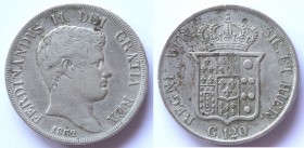 Napoli. Ferdinando II. 1830-1859. Piastra 1832. Ag.