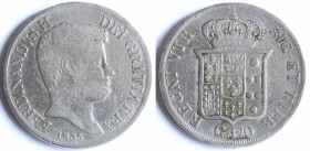 Napoli. Ferdinando II. 1830-1859. Piastra 1835. Legenda Interrotta. Ag.