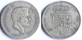 Napoli. Ferdinando II. 1830-1859. Piastra 1847. Ag.
