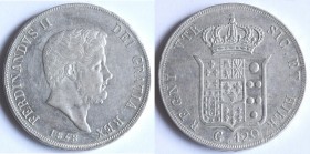 Napoli. Ferdinando II. 1830-1859. Piastra 1848. Ag.