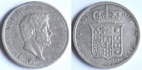 Napoli. Ferdinando II. 1830-1859. Piastra 1850. Ag.