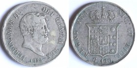Napoli. Ferdinando II. 1830-1859. Piastra 1858. Ag.