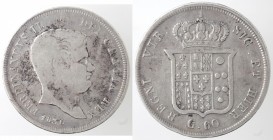Napoli. Ferdinando II. 1830-1859. Mezza Piastra 1836. Ag.