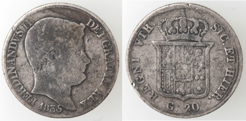 Zecche Italiane. Napoli. Ferdinando II. 1830-1859. Tari 1835. Ag. M 600. Peso gr...