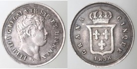 Napoli. Ferdinando II. 1830-1859. 5 Grana 1838. Ag.