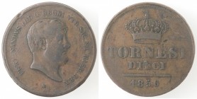 Napoli. Ferdinando II. 1830-1859. 10 Tornesi 1856. Ae.