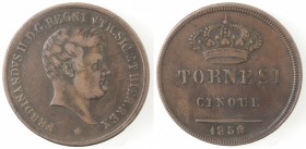 Napoli. Ferdinando II. 1830-1859. 5 Tornesi 1858. Ae.