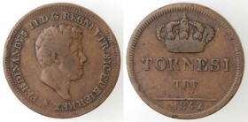 Napoli. Ferdinando II. 1830-1859. 3 Tornesi 1842. Ae.