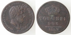 Napoli. Ferdinando II. 1830-1859. 2 Tornesi 1857. Ae.