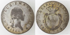 Carlo Emanuele IV. 1796-1800. Torino. Soldi 7 e denari 6 1800. Mi.